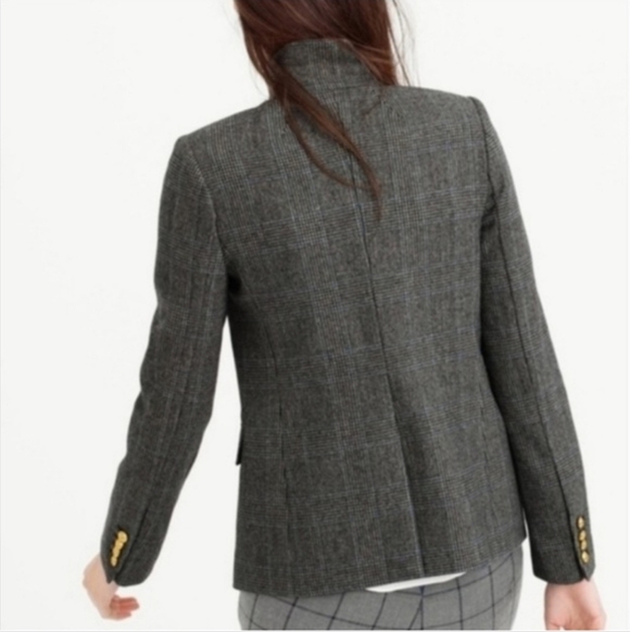 J. Crew Plaid Regent Wool Blazer Business Office Satin Jacket NEW Size 12 - Picture 3 of 12